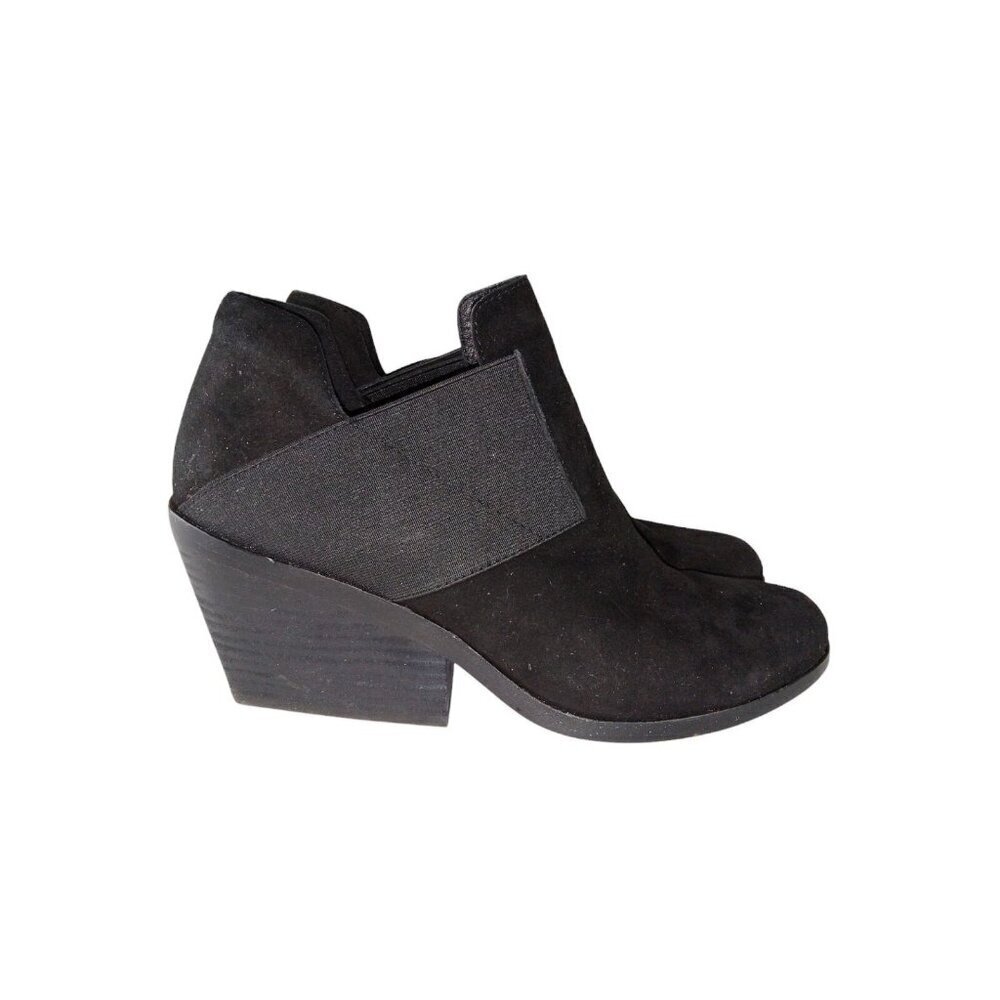 Eileen Fisher Boots Leather Black Suede Ankle Booties Sz 7.5 Western